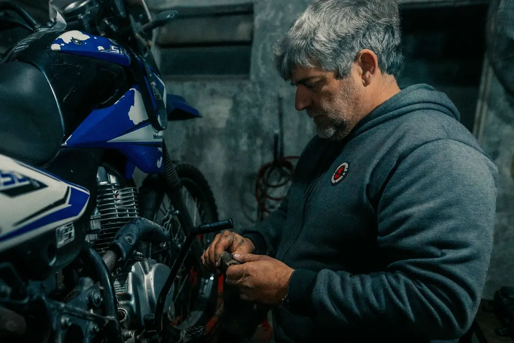 Motorcycle maintenance at the workshop
